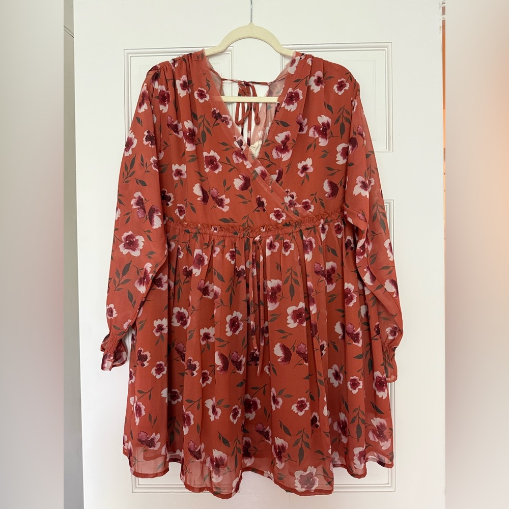 Dress UP Floral Wrap Dress Orange, Size S